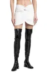 Courrèges Ellipse Buckle-strap Denim Miniskirt In Bianco