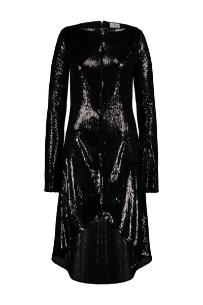 Courrèges Ellipse Glitter Dress In Black