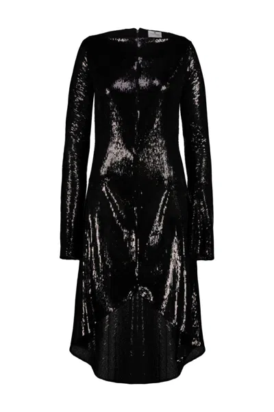 Courrèges Ellipse Glittered Dress In Black