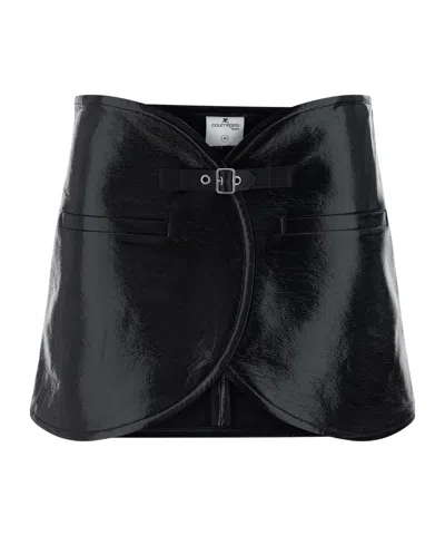 Courrèges Ellipse Laminated Miniskirt In Black