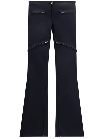 Courrèges Ellipse Low-rise Leather Trousers In Black