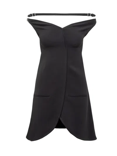 Courrèges Viscose Bustier Mini Dress With Strappy Design In Black