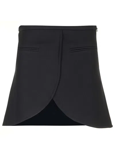 Courrèges Ellipse Mini Skirt In Black Twill