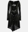 Courrèges Ellipse Glitter Zipped Dress In Black