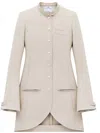 Courrèges Ellipse Twill Asymmetric Coat In Neutrals