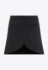 Courrèges Ellipse Black Twill Mini Skirt In Black