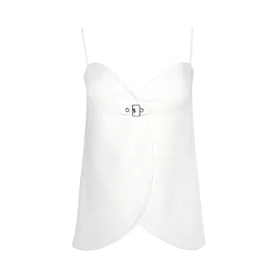 Pre-owned Courrèges Ellipse Twill Top 'heritage White' | Women's Size 34