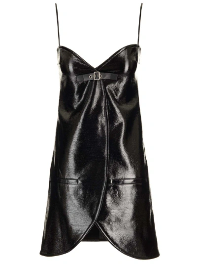 Courrèges Courreges Vinyl Ellipse Mini Sleeveless Dress In Black