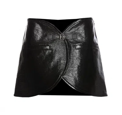 Courrèges Ellipse Vinyl Mini Skirt In Black