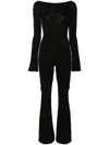 Courrèges Ellipse Zip-up Crepe Jumpsuit In Schwarz