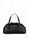 Courrèges Elongated Calf Leather Crossbody Bag With Adjustable Strap In Black