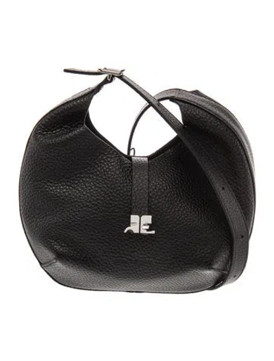Pre-owned Courrèges Embossed Leather Shoulder Bag In Black