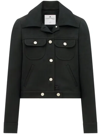 Courrèges Hemdjacke Mit Logo-tasche In Black