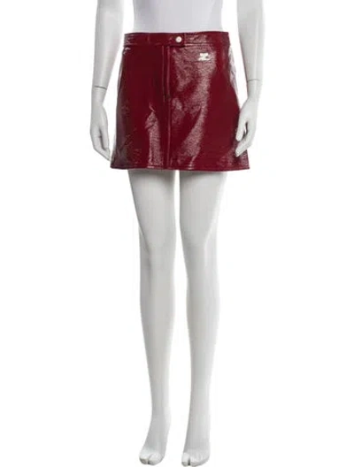 Pre-owned Courrèges Embroidered Accent Mini Skirt In Red
