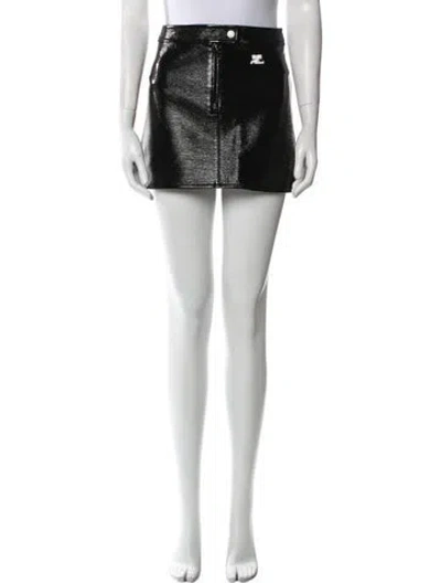 Pre-owned Courrèges Embroidered Accent Mini Skirt In Black