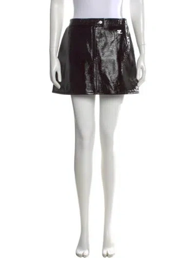 Pre-owned Courrèges Embroidered Accent Mini Skirt In Black