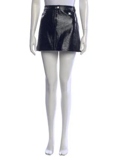 Pre-owned Courrèges Embroidered Accent Mini Skirt In Black