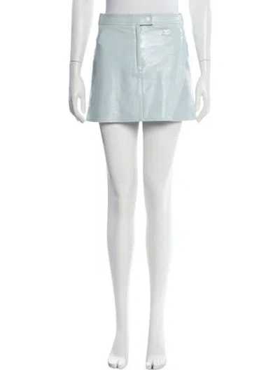 Pre-owned Courrèges Embroidered Accent Mini Skirt In Blue