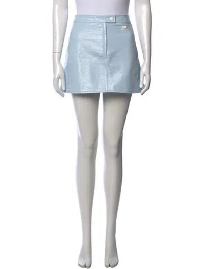 Pre-owned Courrèges Embroidered Accent Mini Skirt In Blue