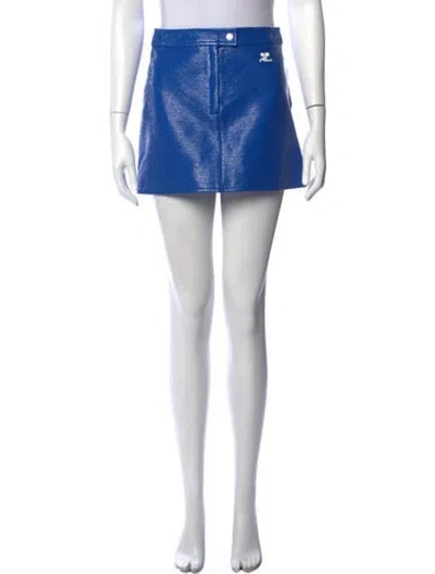 Pre-owned Courrèges Embroidered Accent Mini Skirt In Blue/metallic