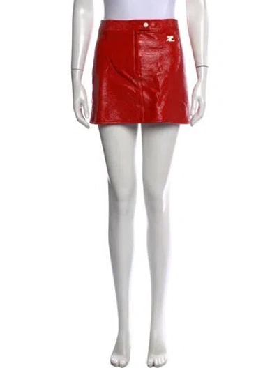 Pre-owned Courrèges Embroidered Accent Mini Skirt In Orange