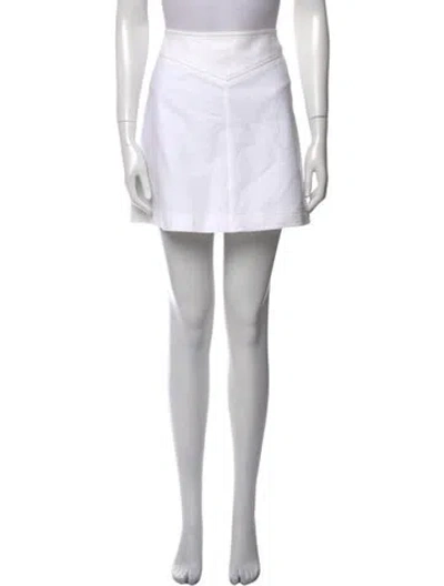 Pre-owned Courrèges Embroidered Accent Mini Skirt In White