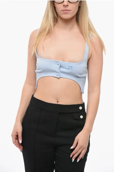 Courrèges Embroidered Bra Top With Braces In Blue