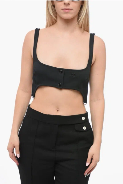 Courrèges Embroidered Bra Top With Braces In Black
