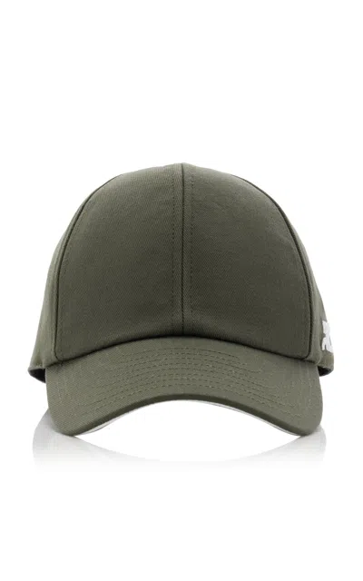 Courrèges Embroidered Cotton Baseball Cap In Green
