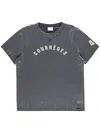 Courrèges Embroidered Distressed T-shirt In Grey