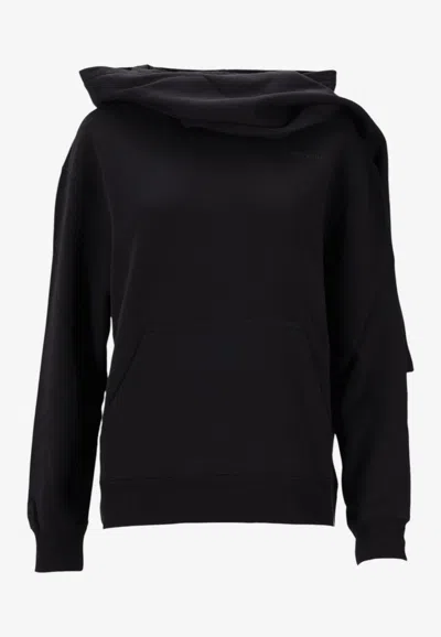 Courrèges Embroidered Hooded Sweatshirt In Black