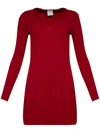 COURRÈGES EMBROIDERED-LOGO RIBBED-KNIT DRESS