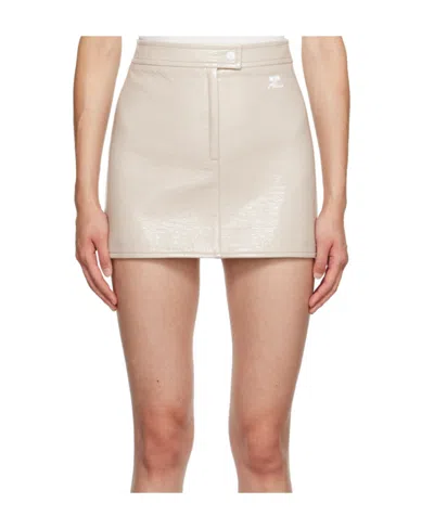 Courrèges Embroidered Logo Skirt In Nude