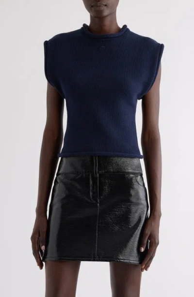 Courrèges Embroidered Logo Sweater In Navy