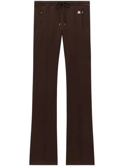 Courrèges Embroidered-logo Track Pants In Brown