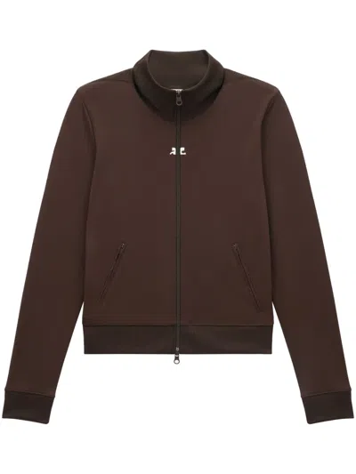 Courrèges Embroidered-logo Tracksuit Jacket In Brown