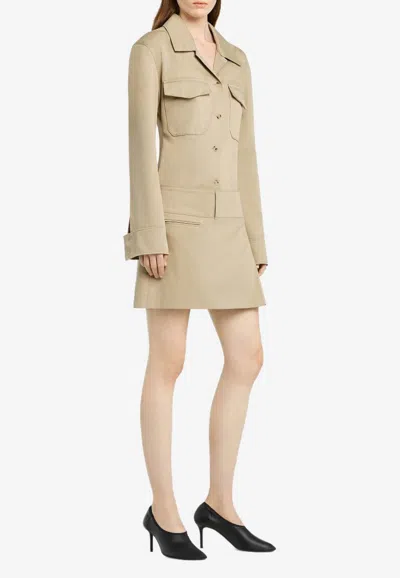 Courrèges Embroidered Logo Utility Shirt In Beige