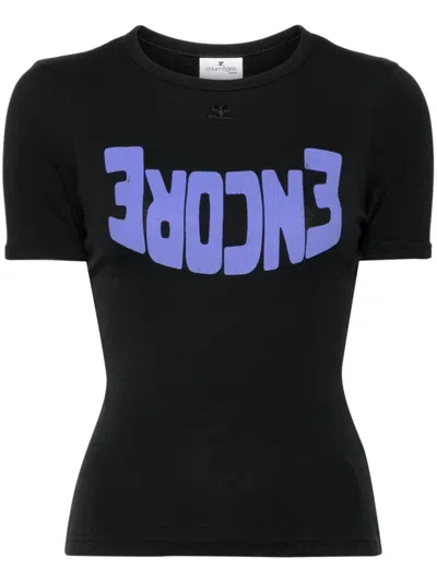 Courrèges Encore Contrast T-shirt In Black
