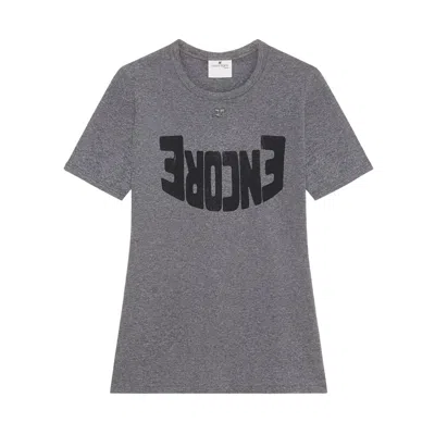 Courrèges Short-sleeved T-shirt In Dark Heather Grey/black