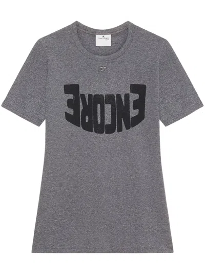 Courrèges Encore Cotton T-shirt In Dark Heather Grey/black