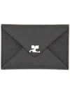 Courrèges Black Ac Stud Grained Leather Card Holder In Black