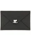 Courrèges Black Ac Stud Grained Leather Card Holder In Black