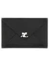 Courrèges Black Ac Stud Grained Leather Card Holder In Black