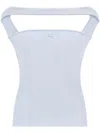Courrèges Logo-embossed Ribbed-knit Tank Top In Ether