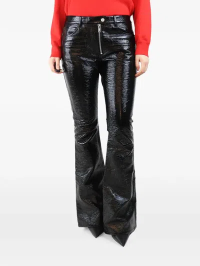 Pre-owned Courrèges Exposed-zip Flared Trousers In Black