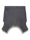 Courrèges Reversed Denim Mini Skirt Hem Asymmetric In Grey