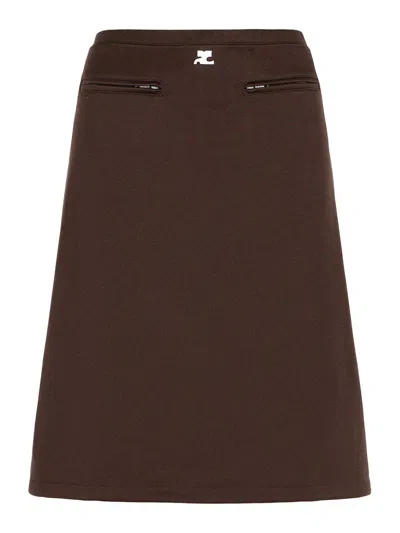 COURRÈGES FALDA SEMILARGA - MARRÓN