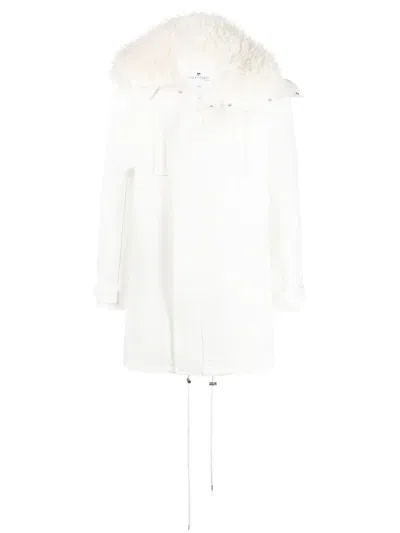Courrèges Faux-fur Trim Coat In White