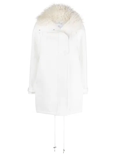 Courrèges Faux Fur-trim Oversized Coat In White
