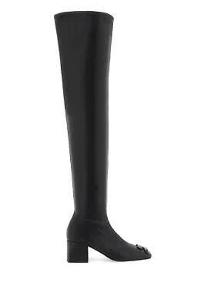 Pre-owned Courrèges Faux Leather High Boots In Black